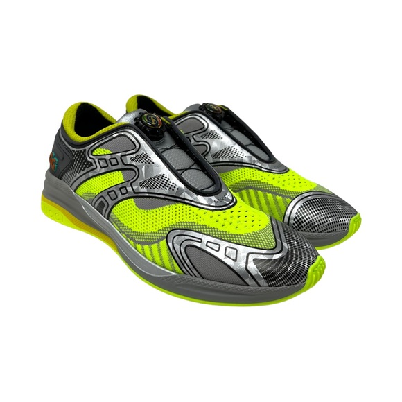 GUCCI Ultrapace R Low Top Sneakers Grey Neon Yellow - Picture 5 of 13
